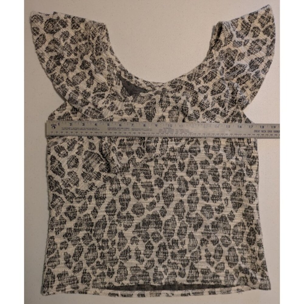 NWOT Vintage Anthropologie Dolan flutter sleeve leopard print tweed blouse - Picture 3 of 8